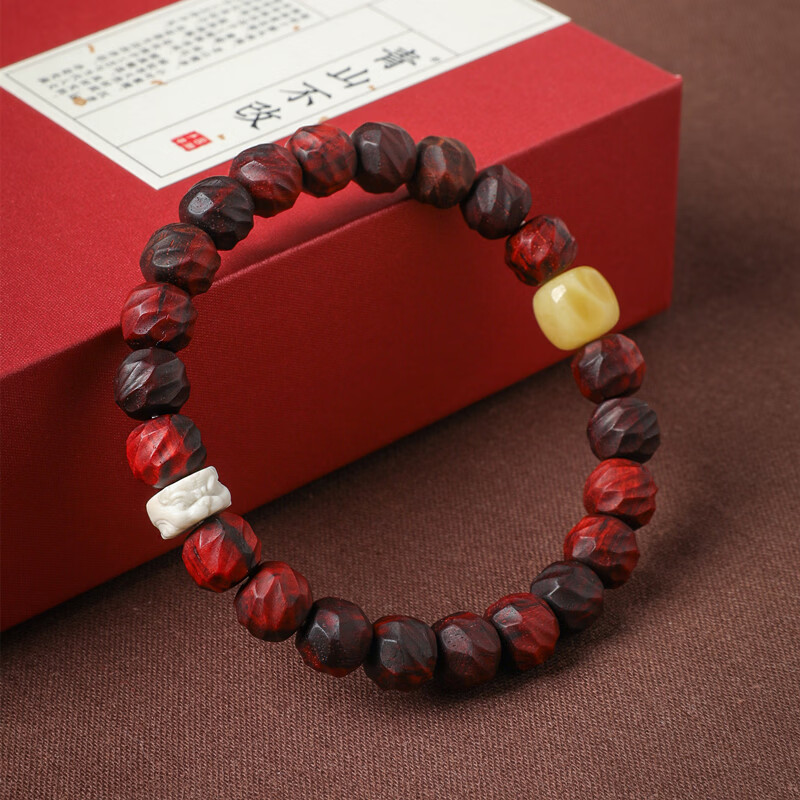 青山不改独家手作小叶紫檀手串印度老料二膘料男女礼物文玩手链云天 云天吞金兽蜜蜡款 9mm