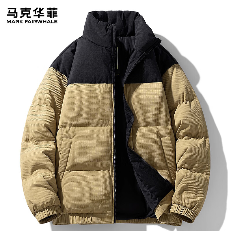 马克华菲(MARK FAIRWHALE)美式复古休闲立领羽绒服男士2026年春季新款宽松拼色时尚百搭上衣 紫色 【官方正品】 S 【建议80-100斤】