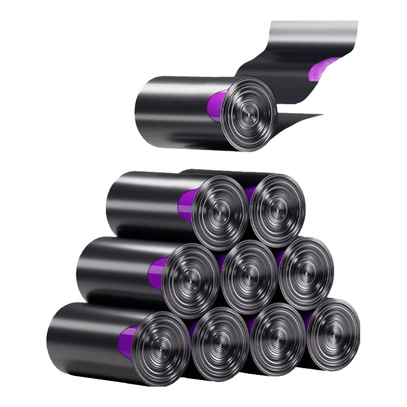 本迪抽绳垃圾袋黑色45*50cm*80只*1.2丝加厚免撕款手提穿绳家用大号