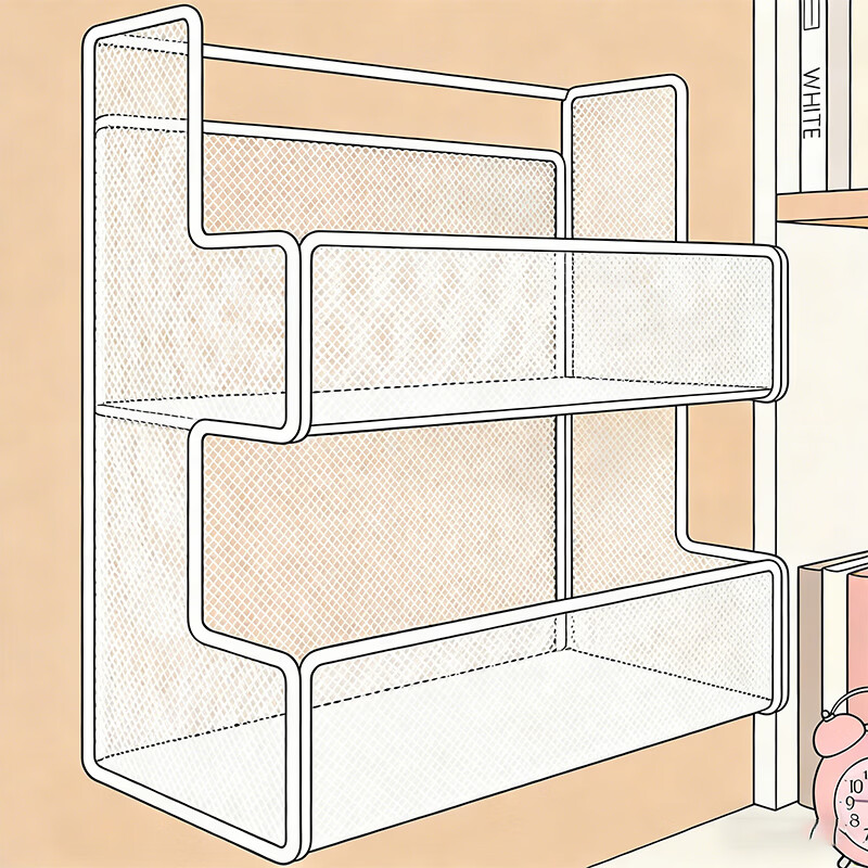 尔思家床头置物架宿舍墙上免打孔整理架子寝室收纳好物上铺墙面壁挂神器 白色双层