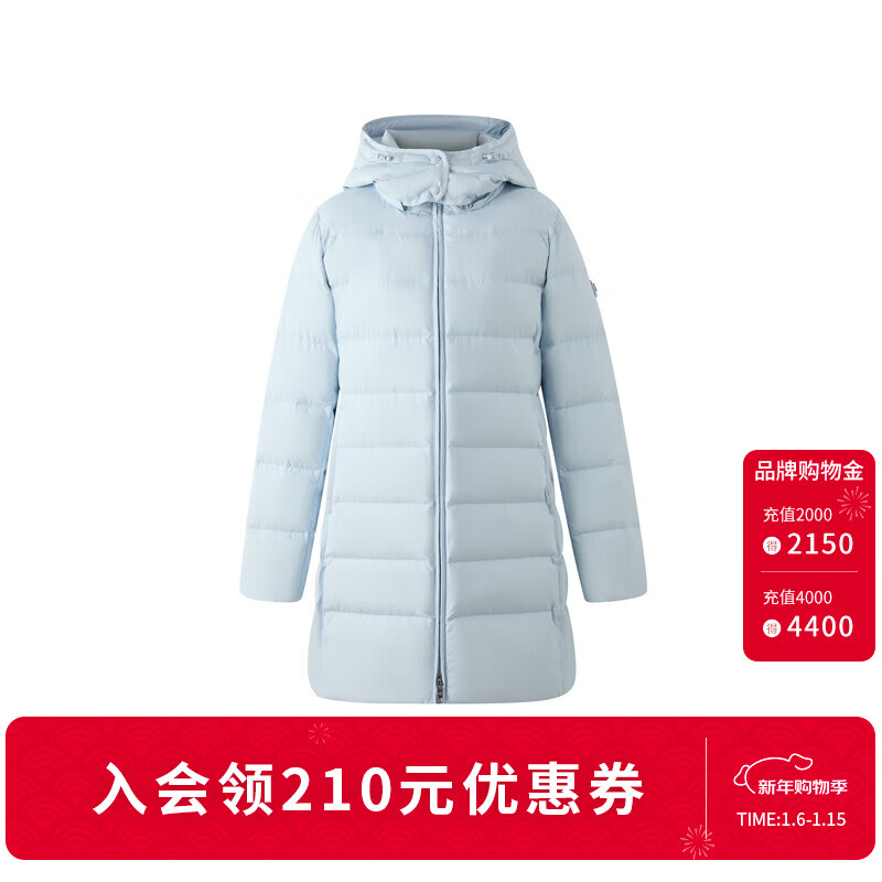 ELAND衣恋羽绒服女时尚保暖长袖连帽外套2025冬季新款 浅蓝色(51)L/Blue S /160 京东折扣/优惠券