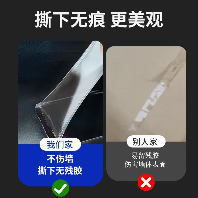 非凡力透明双面胶固定墙面超强防水车用粘胶无痕胶带魔力贴强力双面不留痕胶贴胶布 【买1送1】长1米*宽3cm*厚2mm+送剪刀 无规格