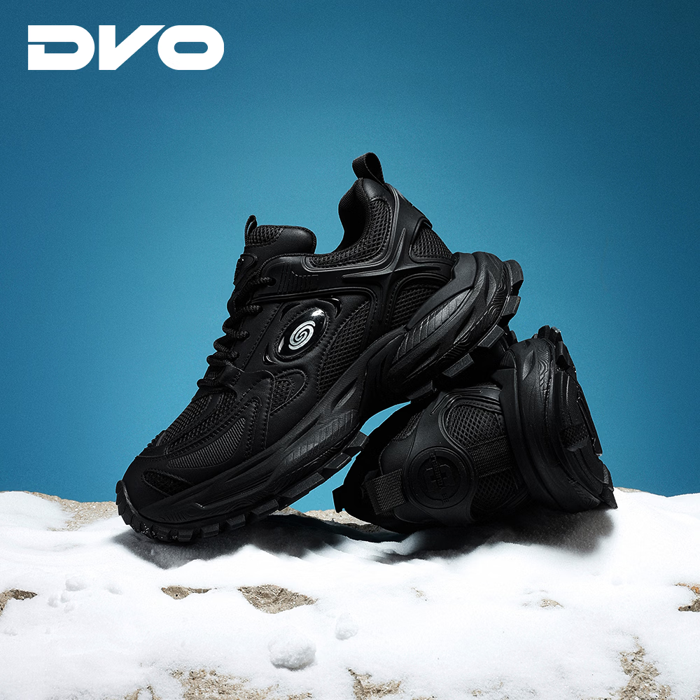 DVO8cm隐形内增高老爹鞋男士爆款潮牌小众百搭厚底轻便运动休闲鞋女 黑色 44 男码