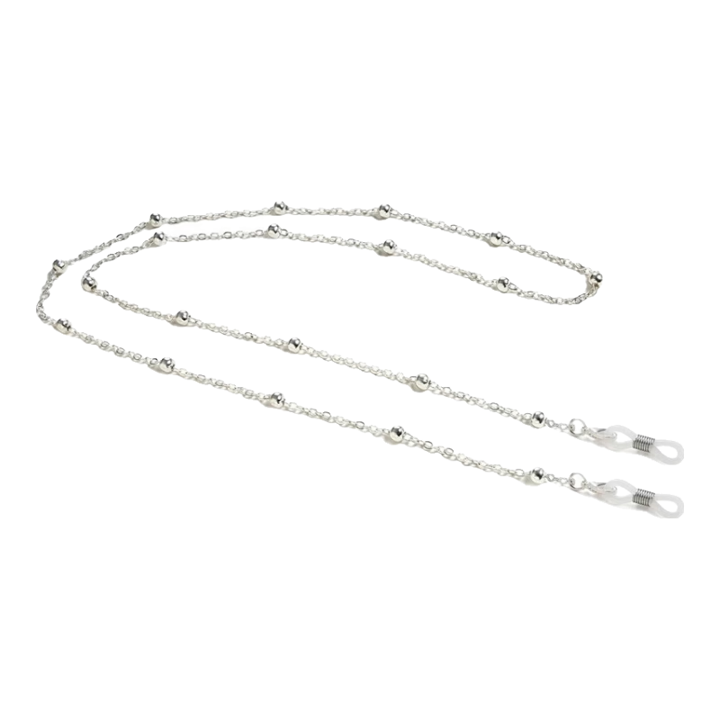 MINCITY 鈦鋼眼鏡鏈子掛脖女眼鏡繩時(shí)尚太陽(yáng)鏡鏡老花鏡墨鏡串珠鏈 眼鏡繩 銀色鋼鏈