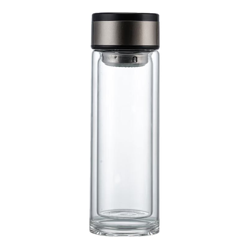 【京东物流配送】高硼硅双层玻璃杯大容量泡茶杯水杯子茶水分离杯 【双层加厚】茶杯350ml1只