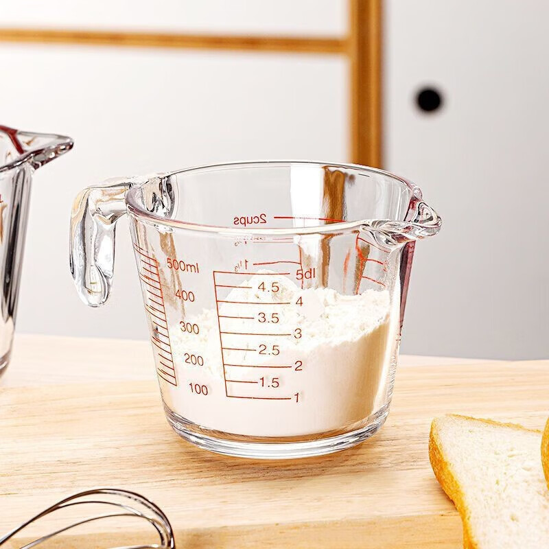 牛奶杯微波炉可加热大量杯玻璃带刻度平价耐热耐高温早餐量杯 中号【500ml】一个装