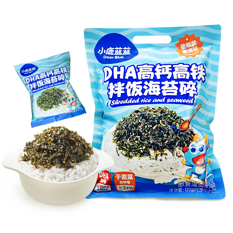 创宙 小鹿蓝蓝DHA高钙高铁拌饭海苔碎120g 宝宝拌饭儿童零食紫菜调料12小袋