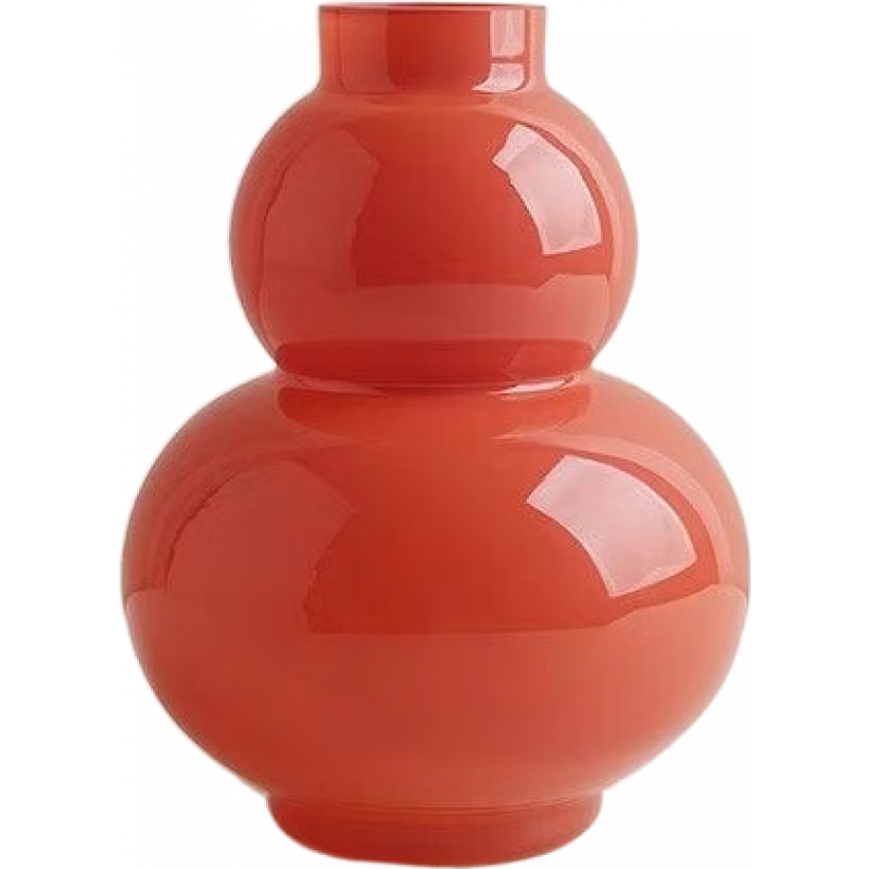 貝漢美（BHM）奶油風(fēng)花瓶擺件客廳感創(chuàng)意玻璃葫蘆水培鮮花餐桌裝飾品 葫蘆玻璃花瓶_(赤紅)