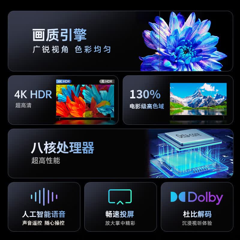 志高（CHIGO）电视85英寸100 65 55 75寸新款全面屏无边框液晶大屏幕客厅巨幕高清家用平板智能网络wifi投屏护眼 43英寸 【长98*高57】不虚标 安装版【伸缩挂架】