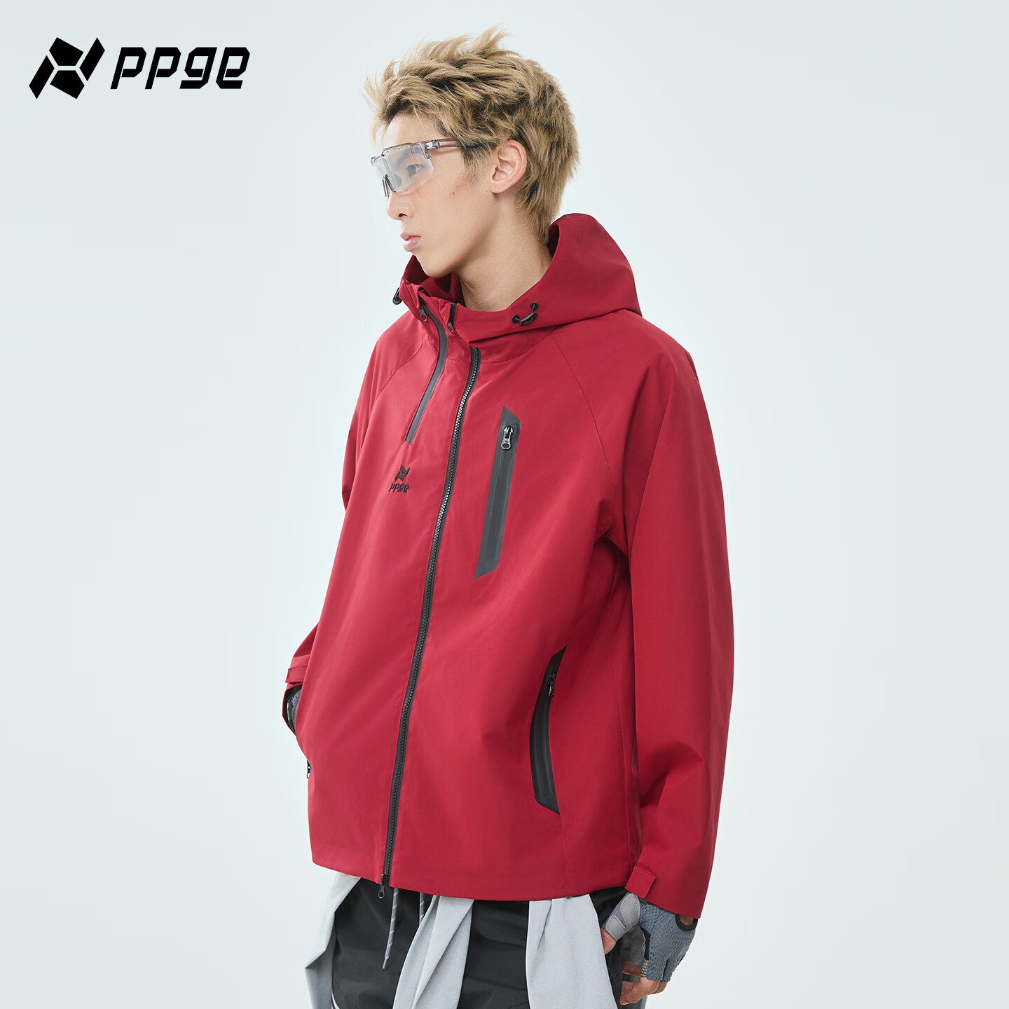 PPGE三合一冲锋夹克防风防水耐磨本命年骐骥红上衣男女同款运动外套 波尔多红三合一 XL