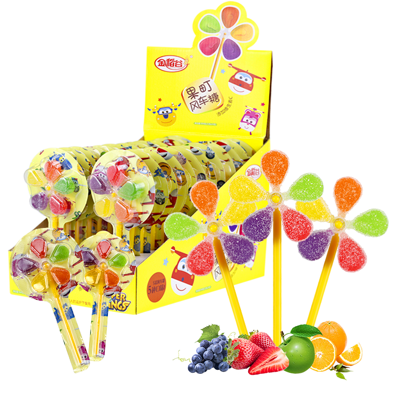 金稻谷大风车果汁软糖维C棒棒糖礼盒儿童休闲零食礼盒新年礼盒 24支504g1盒