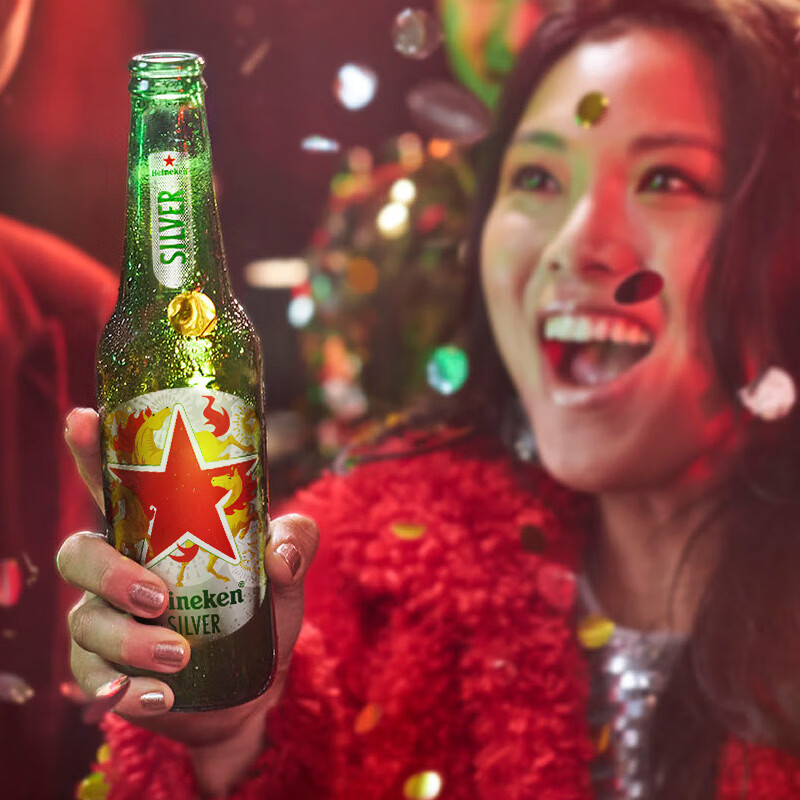 喜力啤酒 silver星银 整箱装清爽啤酒 马年礼盒 年货送礼 500mL 12瓶