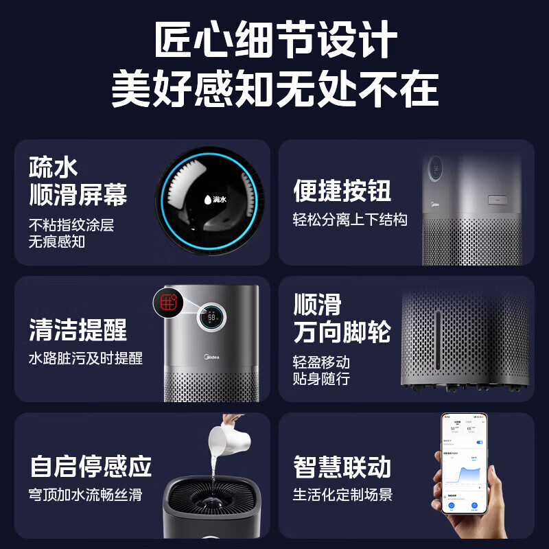 美的（Midea）全屋加湿】无雾空气加湿器 AI智能调节加湿润肤雾化器 全屋加湿轻音不扰眠 母婴级 别墅适用加湿器 【全屋加湿140㎡】SZK-U15