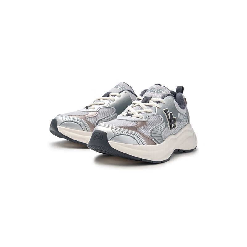 MLB虞书欣同款男女复古跑鞋经典增高休闲鞋25夏季新款透气厚底运动鞋 洛杉矶道奇队/浅灰色 45