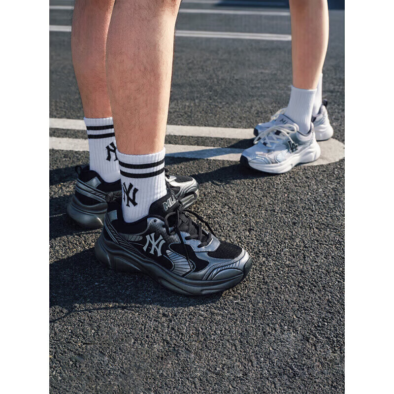 MLB虞书欣同款男女复古跑鞋经典增高休闲鞋25夏季新款透气厚底运动鞋 洛杉矶道奇队/浅灰色 45