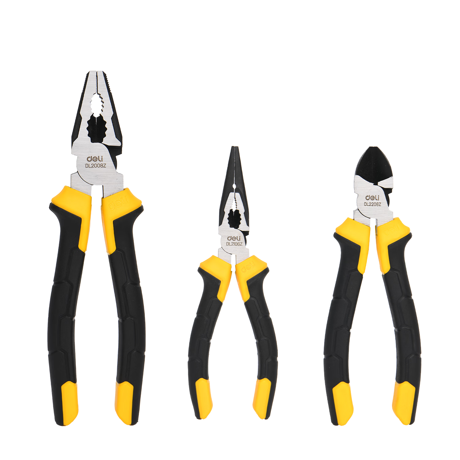 得力（deli）工業(yè)級高碳鋼省力鉗子三件套裝偏心鋼絲鉗尖嘴鉗斜口斜嘴鉗老虎鉗
