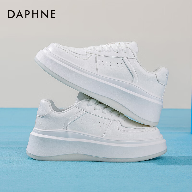 达芙妮厚底小白鞋女款2025新款秋季爆款板鞋子女增高百搭休闲鞋JL 白色 40