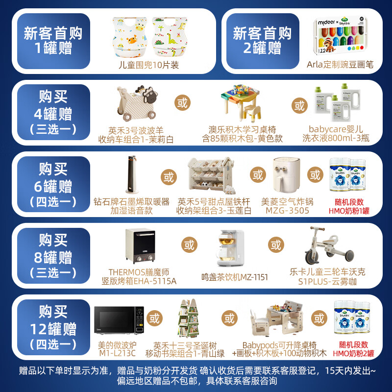 宝贝与我Arla丹麦5HMO极光蓝罐 含益生菌 阿拉 婴幼儿奶粉3段800g【1岁+】 极光蓝罐3段【效期27年4月】