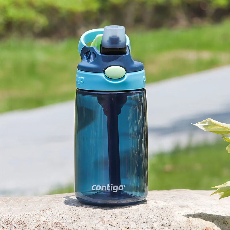 contigo康迪克兒童吸管杯ppsu女男孩上學專用吸管鴨嘴杯寶寶水杯 深藍色 【送杯帶】 400ml