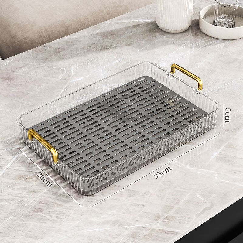 简漾杯子托盘客厅家用杯子沥水架ins风欧式杯盘杯子托架轻奢茶具双层 【小号白】