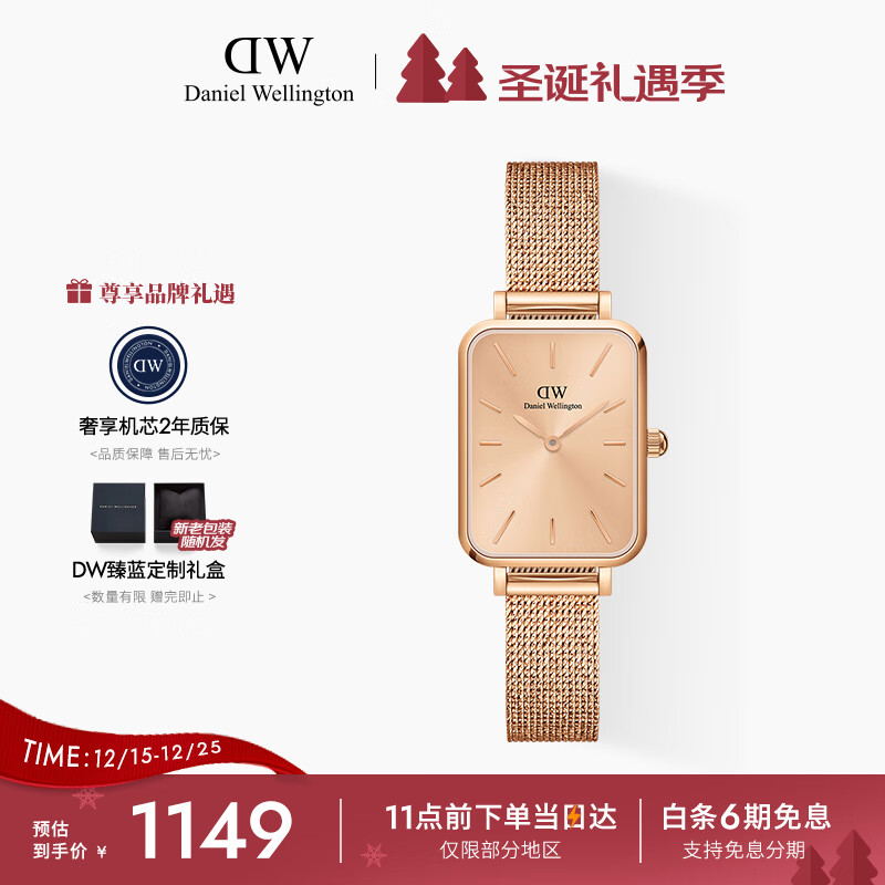 丹尼尔惠灵顿（DanielWellington）DW手表女经典小方表流光金时尚女士手表节日礼物送女友DW00100484