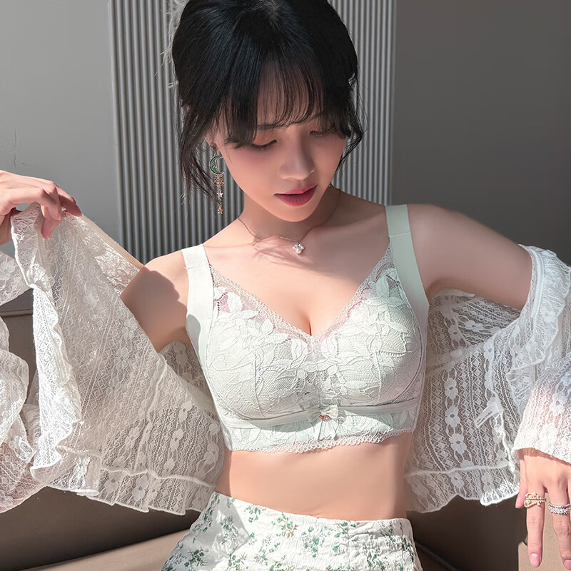 古今(GUJIN)内衣女士文胸罩小胸显大聚拢提拉防垂收副乳不空杯性感蕾丝 虾粉色 小胸升杯 75B