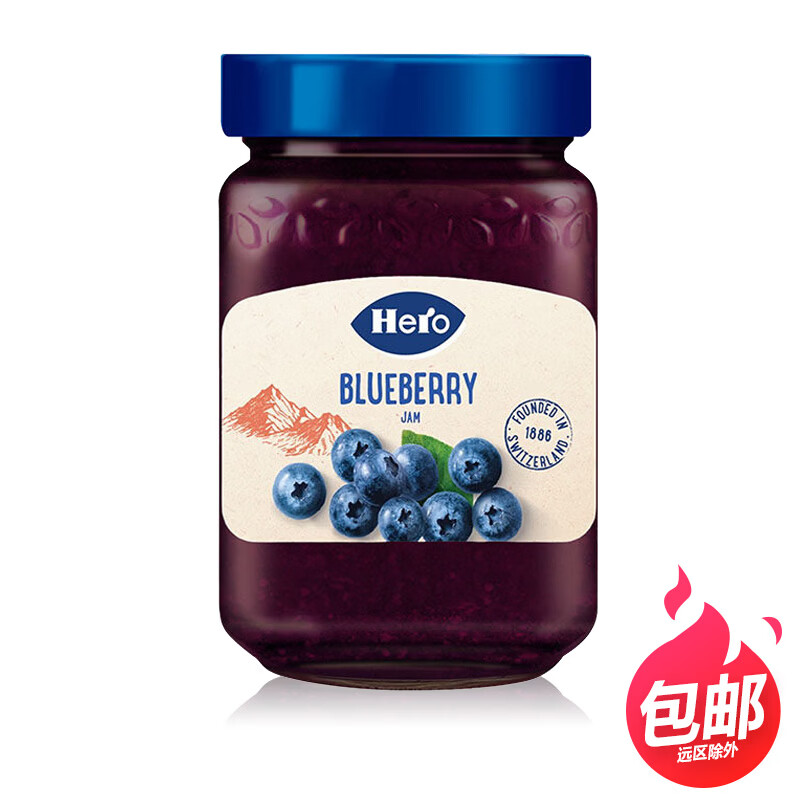 Hero新日期Hero蓝莓草莓果酱340g 酸奶冰激凌酱英雄水果酱 西餐甜酱 蓝莓果酱350g*1瓶