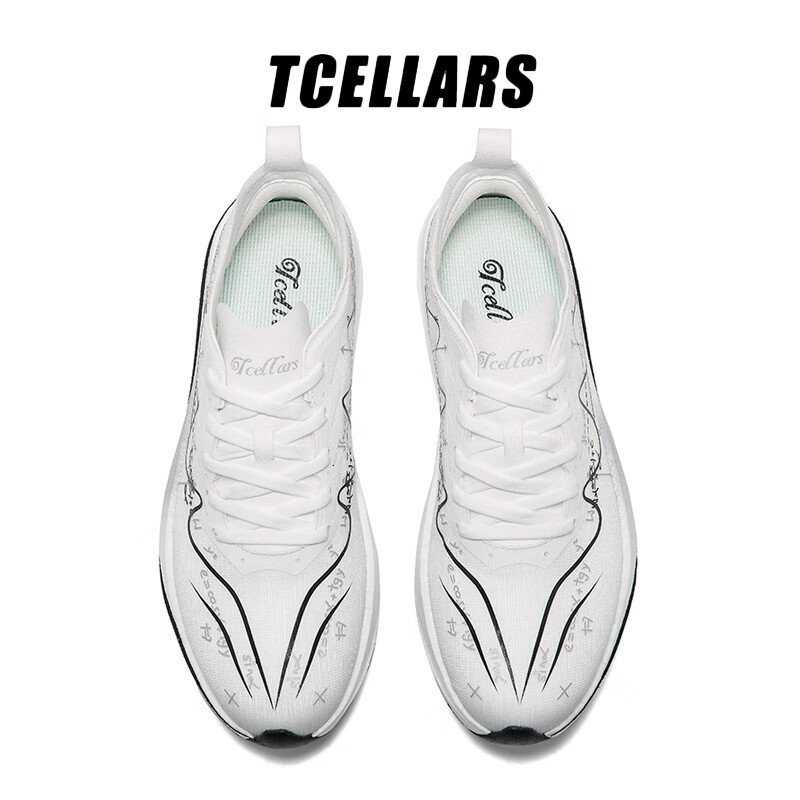Tcellars跑步鞋男鞋春季新款减震回弹碳板跑鞋厚底耐磨专业竞速运动鞋子 波普白 39