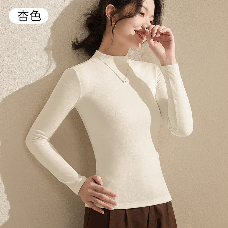 诗莉奥（SHILIAO）半高领打底衫女秋冬季2025新款德绒黑白色感内搭长袖上衣 白色【半高领打底衫】 L 100-120斤