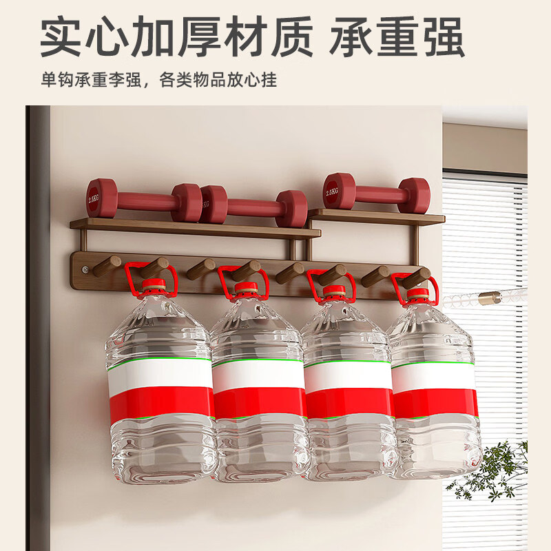 入户门装饰挂钩挂衣架墙上壁挂免打孔创意复古玄关进门挂钥匙收纳 【茶色】八钩
