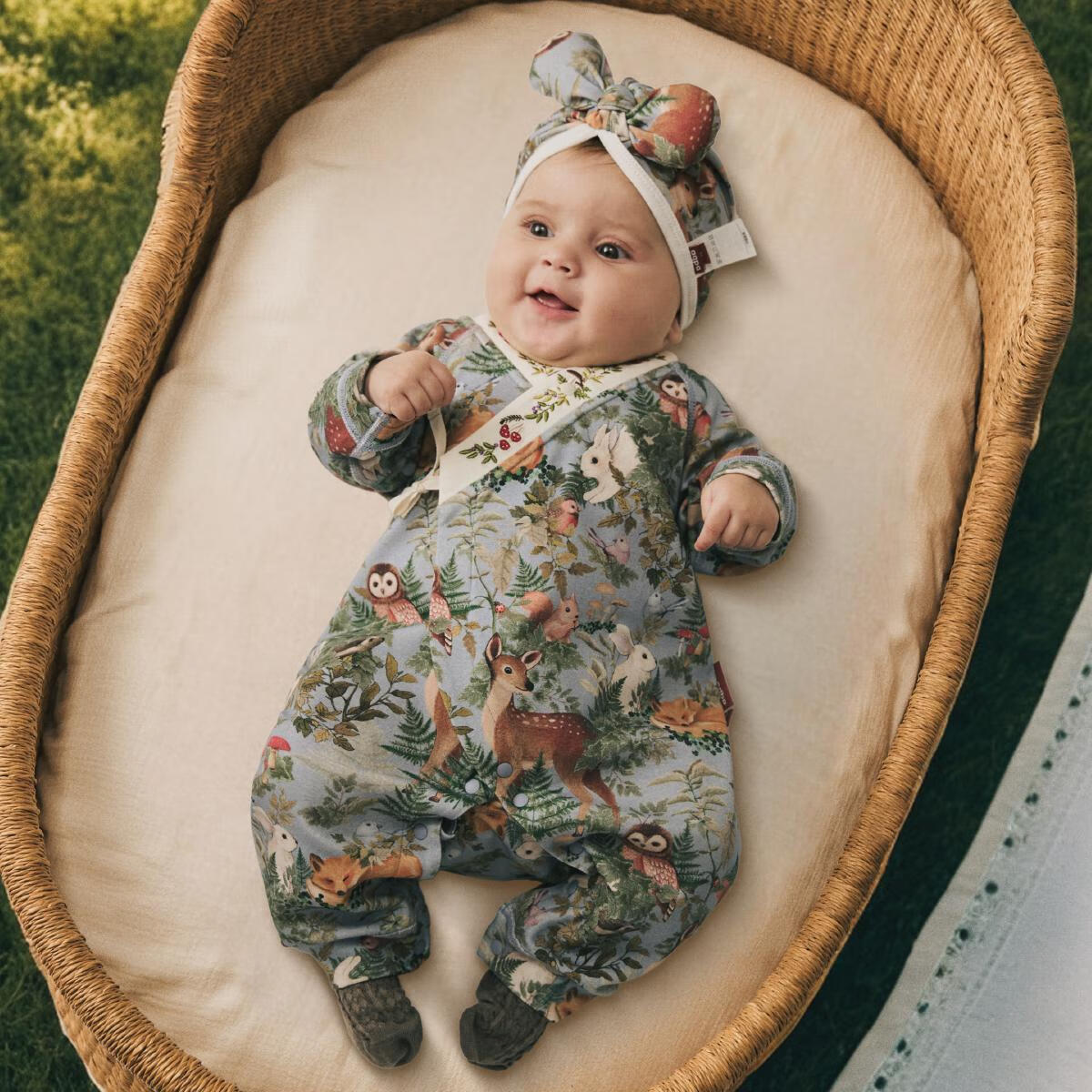 aqpa爱帕【林深时见鹿】春秋双面布长袖绑带连体衣新生儿连体衣 林深时见鹿（经典高定款） 59cm