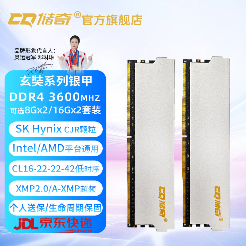 储奇DDR4 3200 3600 16G 32G 64G套装台式机电脑内存海力士CJR颗粒马甲条套装 玄奘 DDR4 3600 海力士CJR颗粒C16 32GB 2条套条 16Gx2套装