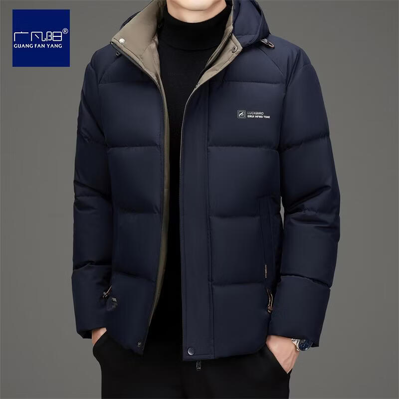 广凡阳晋江棉服男短款可拆卸连帽纯色加厚2025冬季新款中年男士高档棉袄 卡其色 5XL (建议170-195斤)