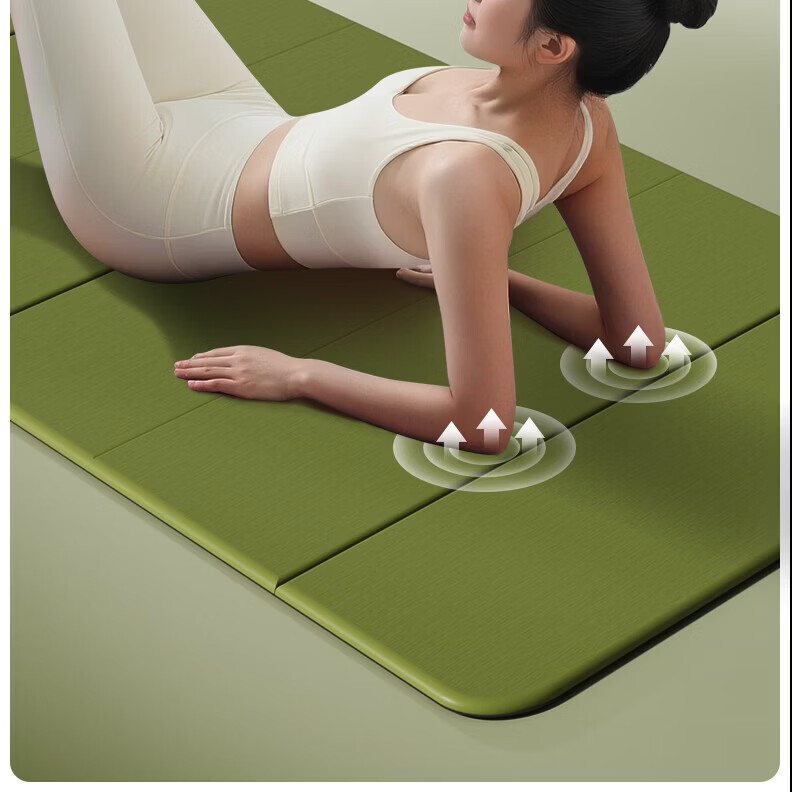 OGOGO可折叠瑜伽垫便携多功能家用地垫防滑减震隔音加大加厚运动健身垫 松石绿/黑 色【190*66*1.0cm】