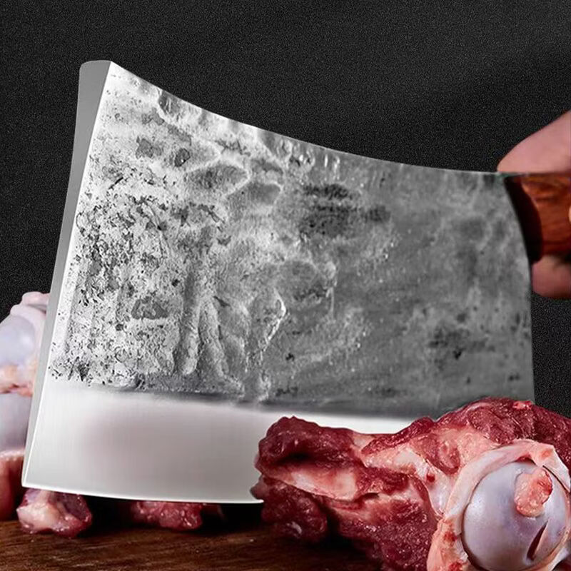 手工锻打砍骨刀商用斩骨刀斩骨头专用刀屠夫卖肉专用刀家用剁骨刀 【约3.5斤-肉摊档商用】平头斩骨刀
