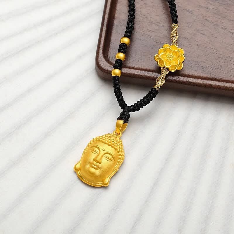 jtet老凤凰黄金莲花佛头吊坠足金999永保平安转运珠编织项链送女友礼