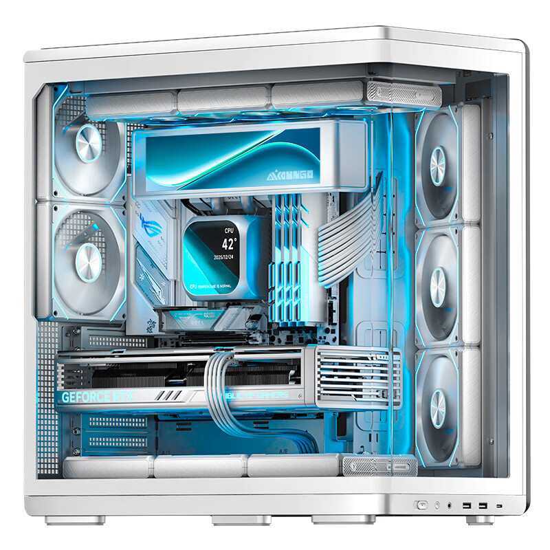 �����ߣ�aigo����� �� ���԰� ��ɫ ��Ϸ����̨ʽATX������ 360ˮ��λ/һ�廡�沣��/���ҷֲֺ�����/5090�Կ�