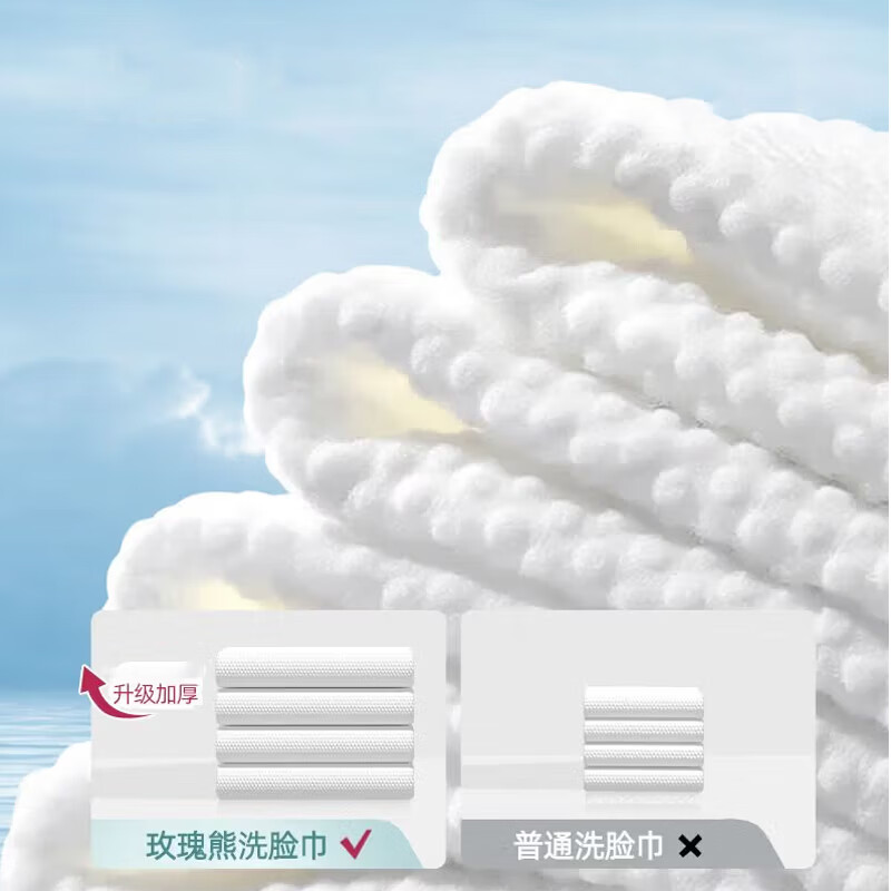 玫瑰熊 ROSE BEAR洗脸巾一次性抽取式擦脸巾母婴可用柔巾加大加厚洁面洗面巾纸 孕婴可用-10包共500抽【15*20CM】