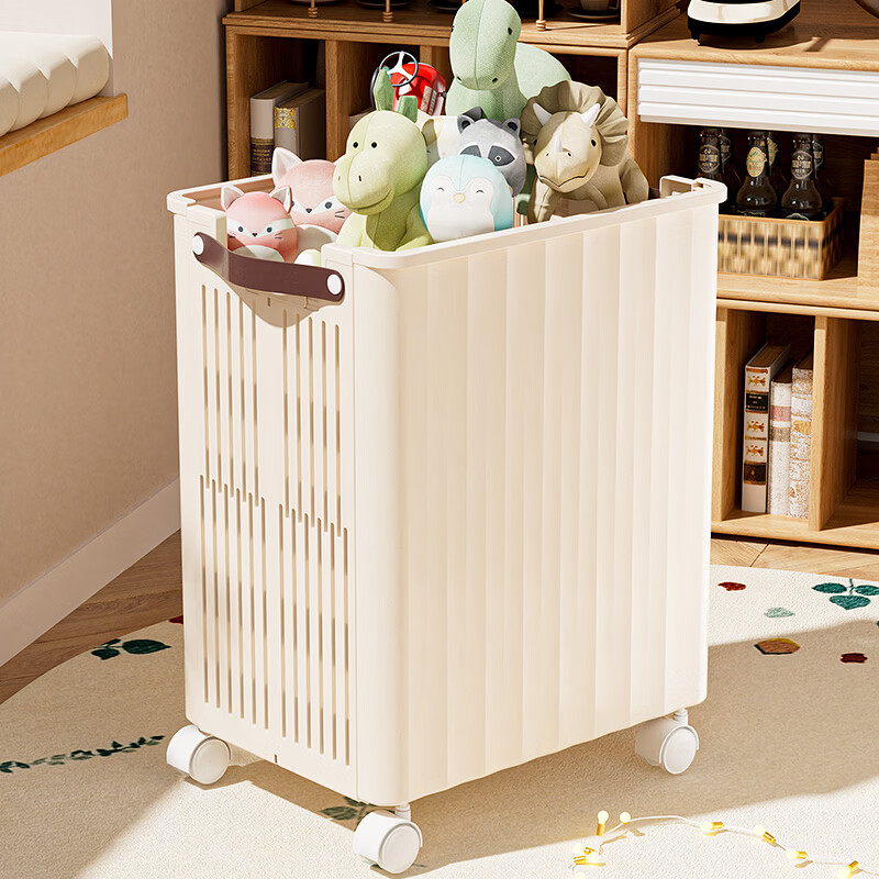 稻草熊大容量玩具收纳篮可折叠衣服收纳筐可移动卫生间窄缝雨伞架 特大号【带滑轮】