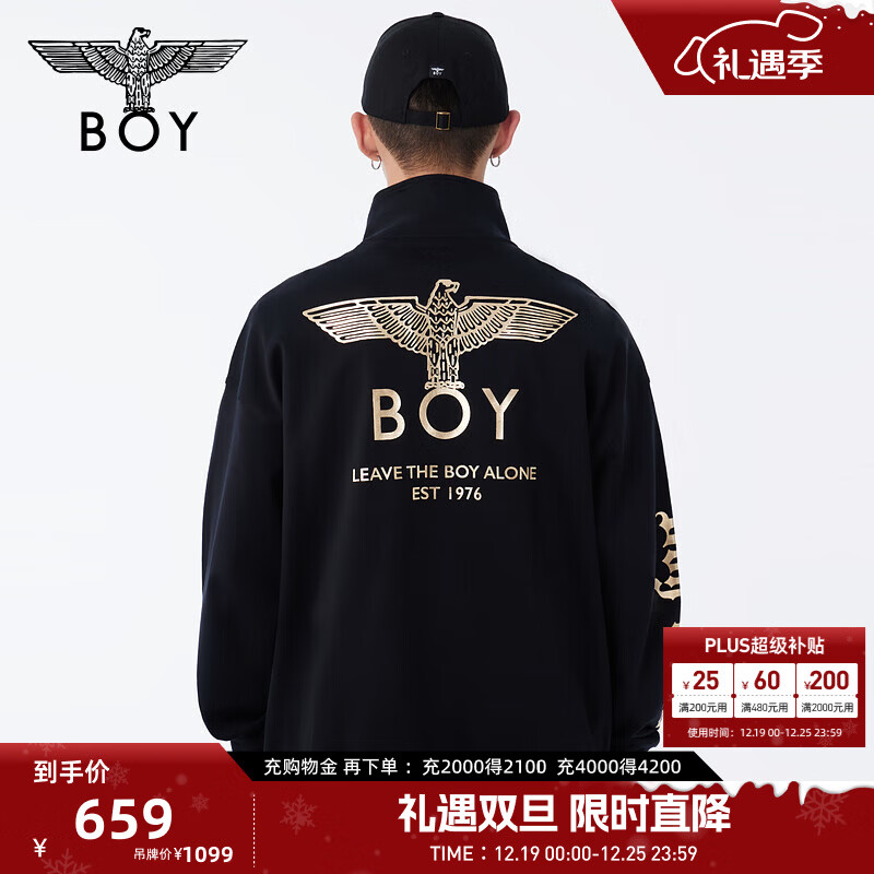 BOY LONDON【黑执事】春男女同款黑色潮牌拉链立领夹克外套N12801 黑色 M