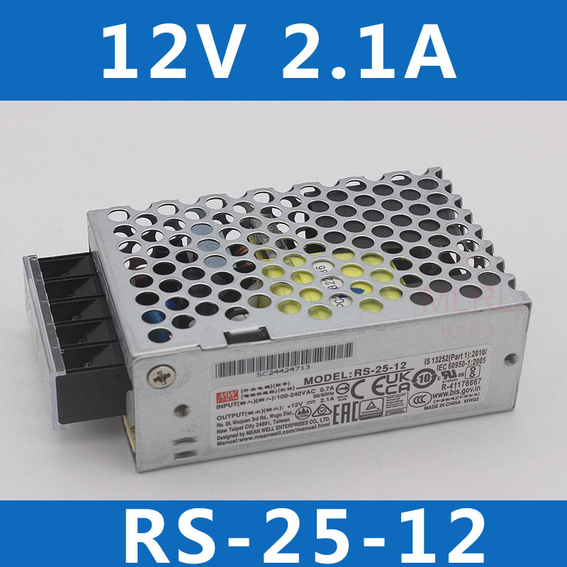 明纬开关电源RS-15W25W-5V12V24V稳压监控LED直流电源替NES RS-25-12