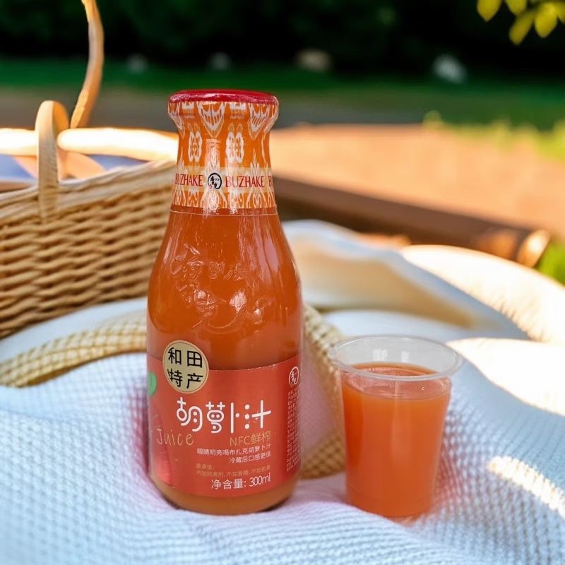 布扎克新疆和田特产布扎克胡萝卜汁好喝营养健康聚餐追剧网红下午茶饮品 300mL*5瓶
