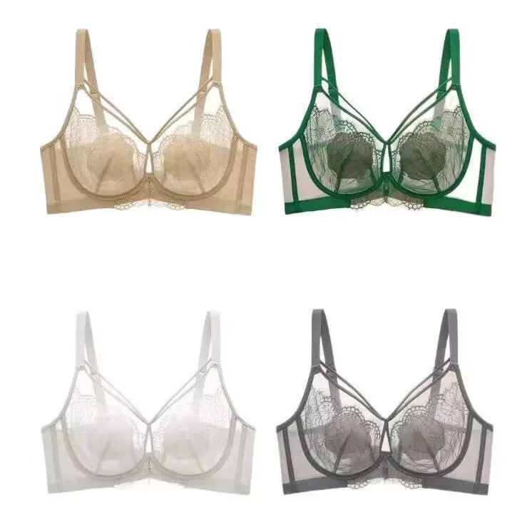 黛思侬(Daisinong)大胸显小内衣花瓣水晶杯内衣蕾丝性感下垂钢圈聚拢超薄文胸 白色 100B 44/100BC