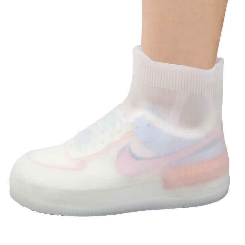 【优选好物】防水鞋套成人男女雨靴防滑加厚耐磨硅胶雨鞋套中高筒 水墨蓝高筒双层加厚鞋底+2年质 M34一36