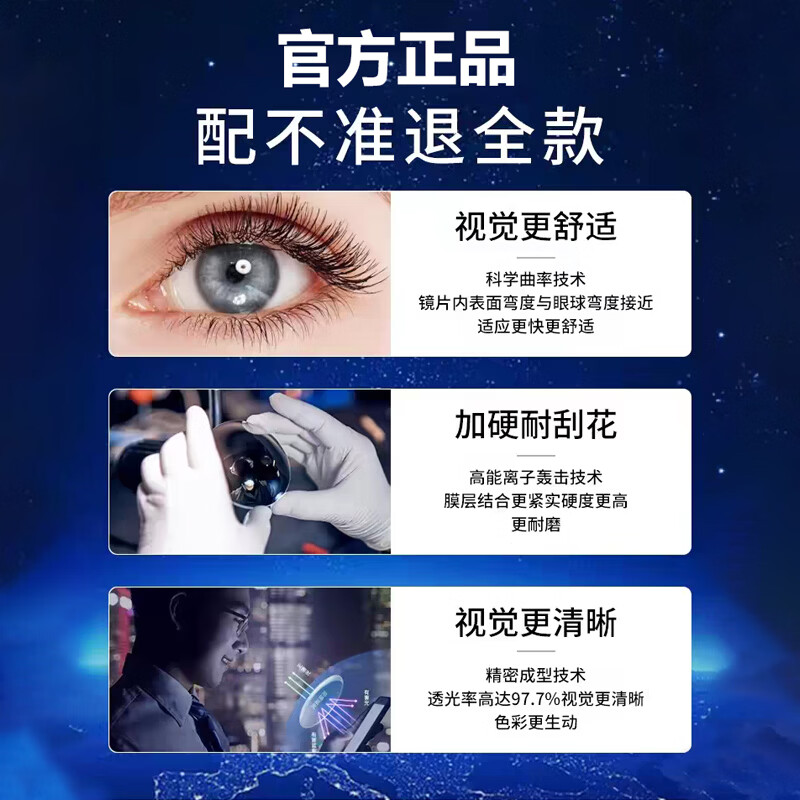 特瞳话纯钛眉线半框近视眼镜框男大框可配度数防蓝光眼镜店配镜近视散光 纯钛大框-黑银色 【蔡司出品 视特耐】1.67防蓝光HMC+Blue镜片