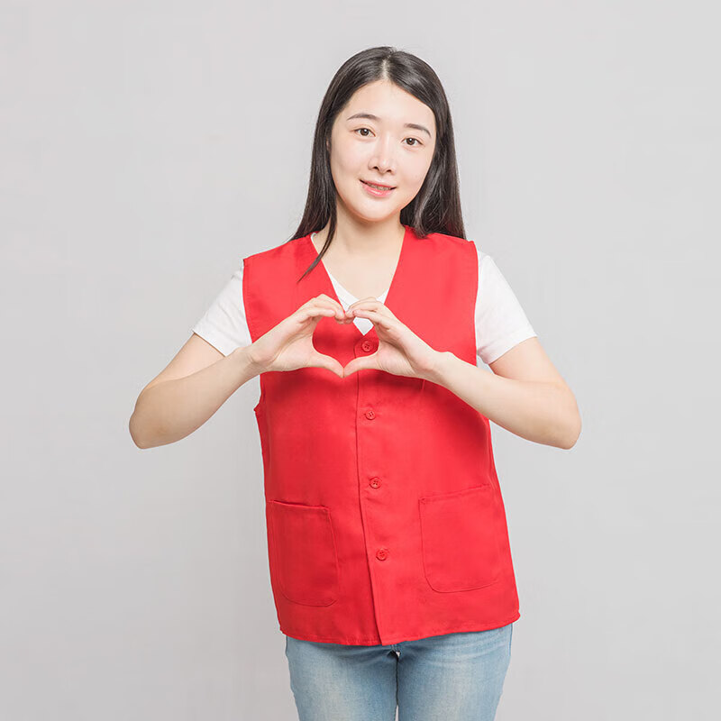 媌媄軒愿者馬甲定制廣告馬甲義工背心印字logo宣傳工作服定做訂制坎肩 紅色 S 160/S