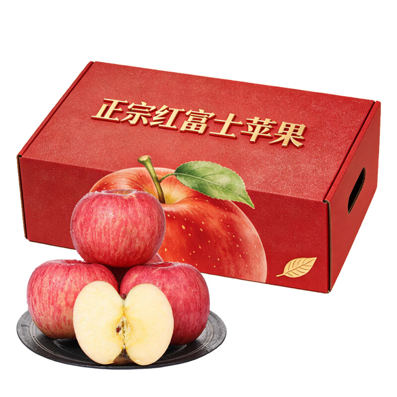 东鲜丰陕西红富士苹果新鲜膜袋苹果现摘现发水果整箱 红富士苹果净重4.5斤【单果70-80mm】