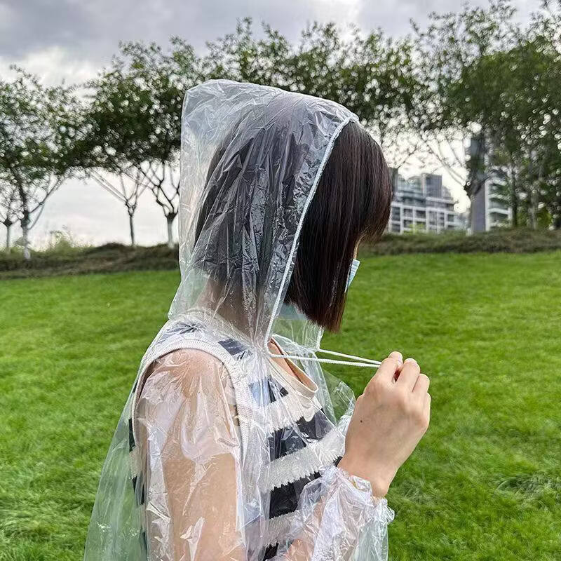 靠森（Kaooseen）一次性雨衣便携式卡片雨衣一次性加厚透明成人户外漂流雨披学生旅 均码 均码 1件 压缩雨衣【2个】透明色男女通用