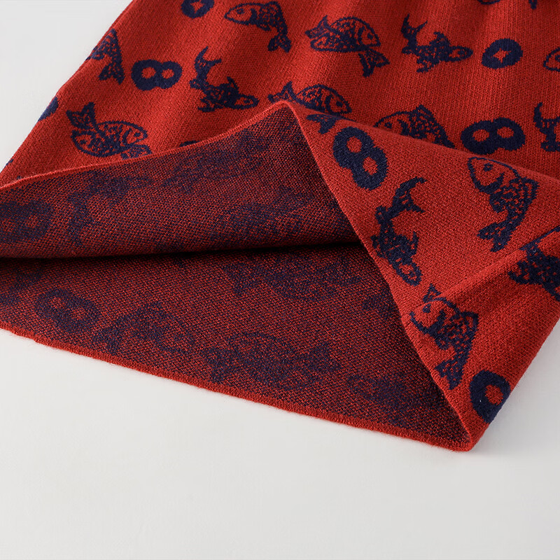 棉花堂（cottontown）【新年】棉花堂拜年服女童冬裙套装洋气红色毛衣儿童过年裙子衣服 暗红 90 90/52