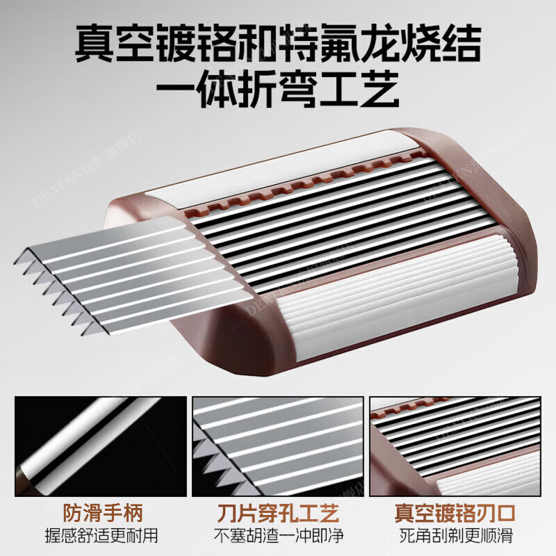 DEATKN德国高端手动剃须刀男士防刮伤2026新款八层刀片硬胡子专用旅行便携款金属刀头刮胡刀修脸百万热销 【1刀架+6个刀头+剃须膏+收纳盒】爆款套组